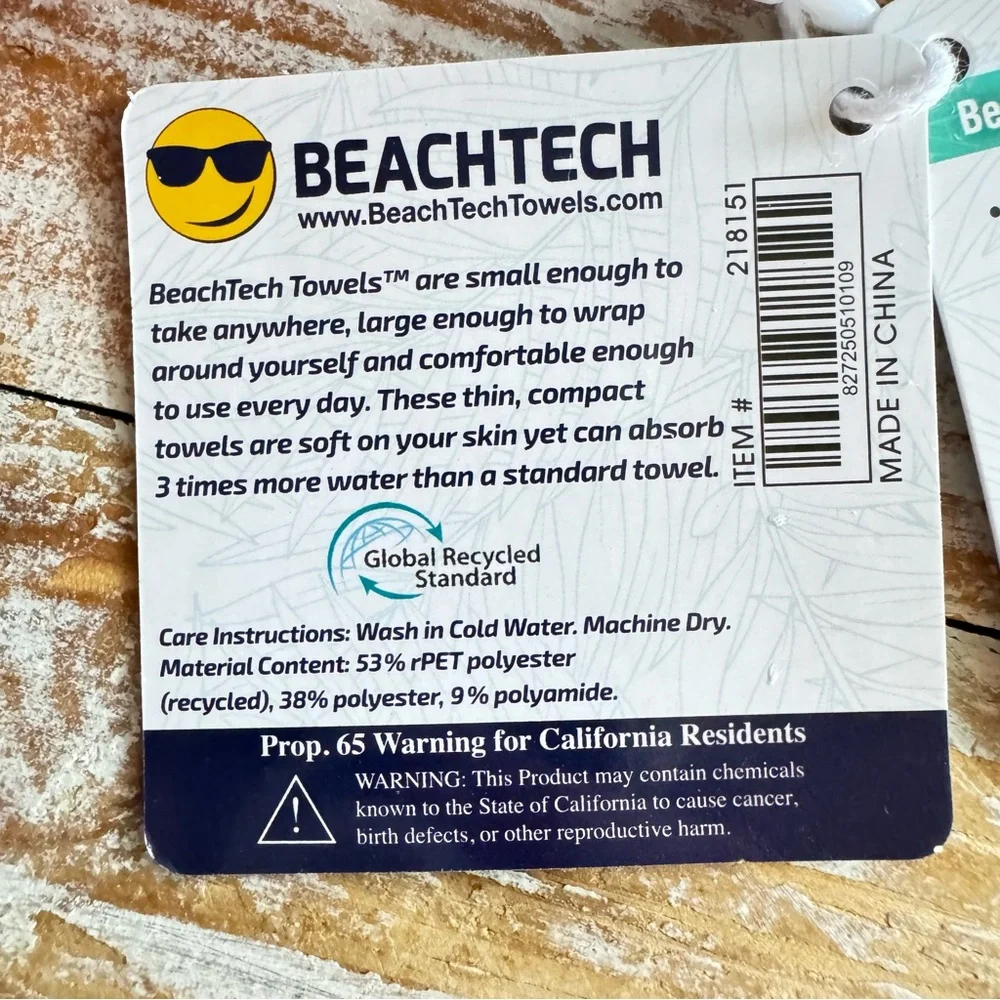 ❣️BeachTech High Performance Red Stripe Beach Towel❣️ ~large 30